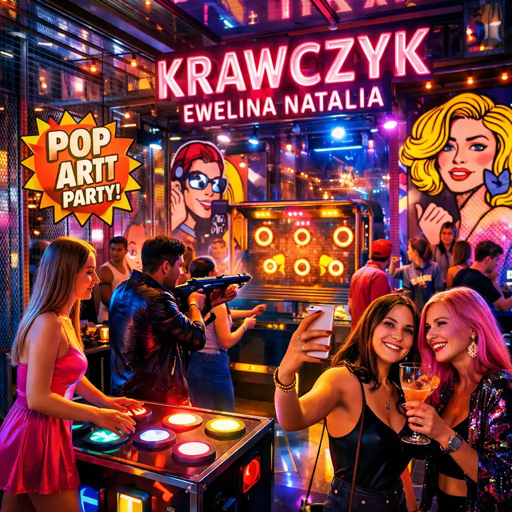 Pop-artowa impreza tematyczna z kolorową scenografią i mobilnym kasynem