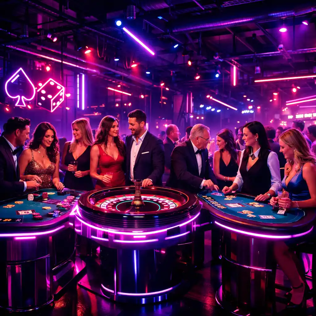 Mobilne kasyno i impreza tematyczna w stylu cyber-nightlife